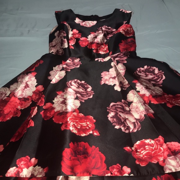 Black and Red Floral High Low Dress SIZE 10:WOMENS - Picture 2 of 6